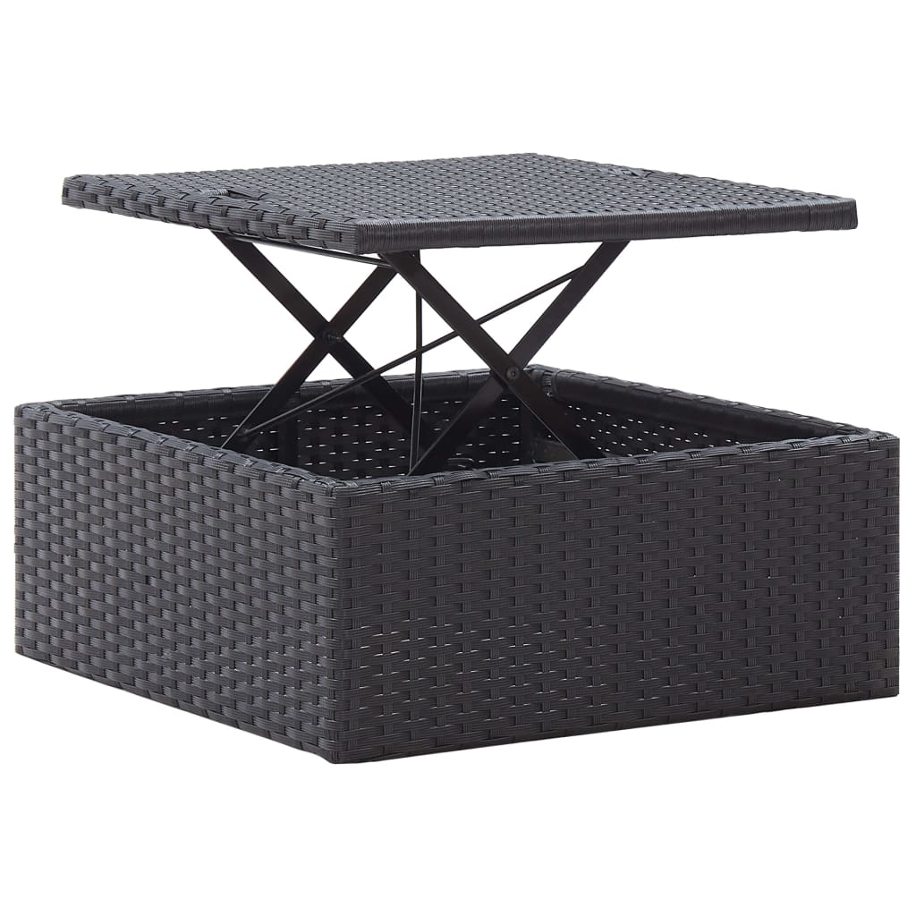 Lettino Prendisole con Tetto Nero in Polyrattan cod mxl 68647