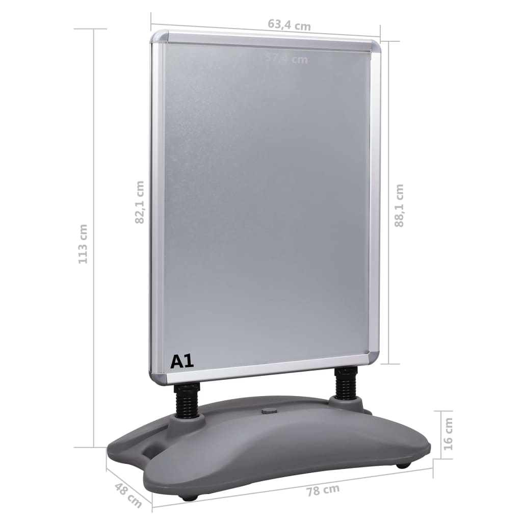 Piedistallo per Poster A1 Base ad Acqua Grigio Lega Alluminio 51204