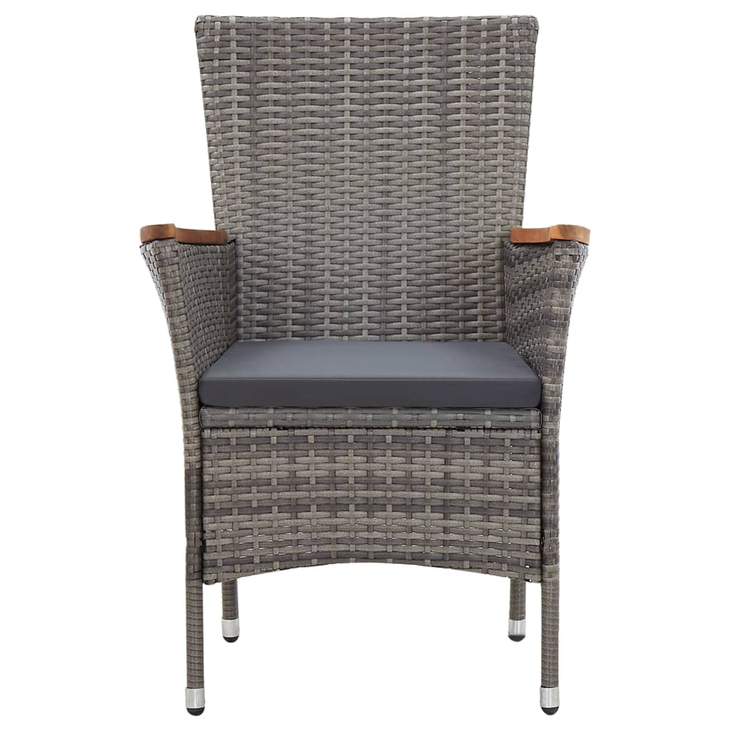 Set da Pranzo da Giardino 5 pz con Cuscini in Polyrattan Grigio cod mxl 34560