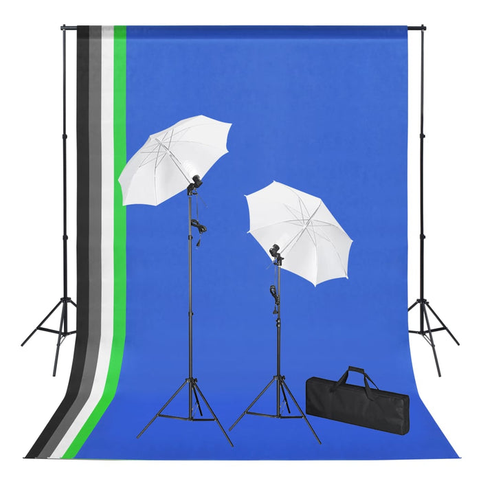 Kit Studio Fotografico Professionale con 5 Fondali Lampade e Ombrelli 02_0001495