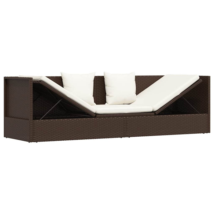 Lettino da Giardino con Cuscini-Sedia da esterno in Polyrattan Marrone