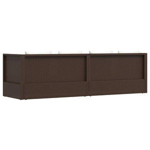 Lettino da Giardino con Cuscini-Sedia da esterno in Polyrattan Marrone