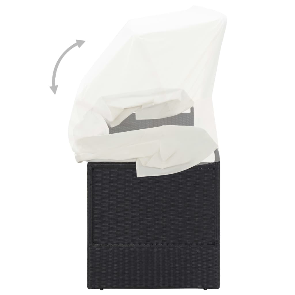 Divano da Giardino con Tettoia in Polyrattan Nero  cod mxl 13336