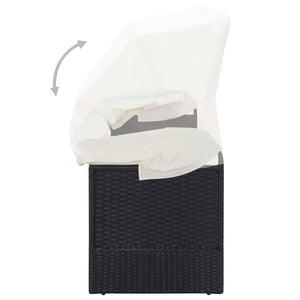 Divano da Giardino con Tettoia in Polyrattan Nero  cod mxl 13336