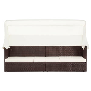 Divano da Giardino con Tettoia in Polyrattan Marrone cod mxl 9082