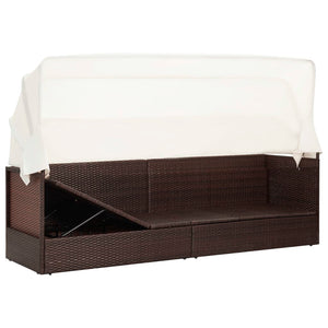 Divano da Giardino con Tettoia in Polyrattan Marrone 49394