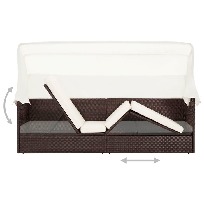 Divano da Giardino con Tettoia in Polyrattan Marrone 49394