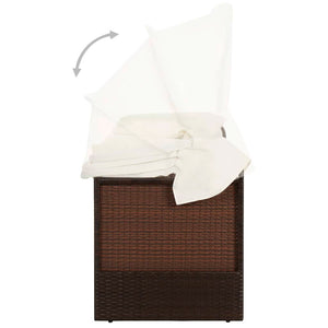 Divano da Giardino con Tettoia in Polyrattan Marrone 49394