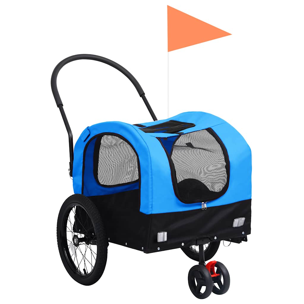 Rimorchio da Bici per Animali e Carrello Jogging Blu e Nero cod mxl 63793