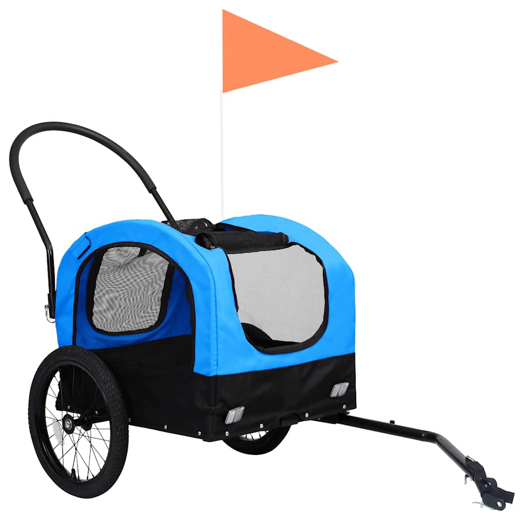 Rimorchio da Bici per Animali e Carrello Jogging Blu e Nero cod mxl 63793