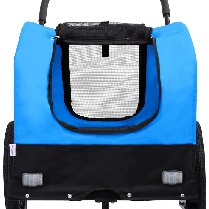 Carrello rimorchio per bicicletta trasporto cani passeggino 2 in 1 blu 02_0044376