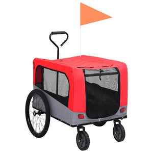 Carrello rimorchio per bicicletta trasporto cani passeggino 2 in 1 rosso 02_0044380