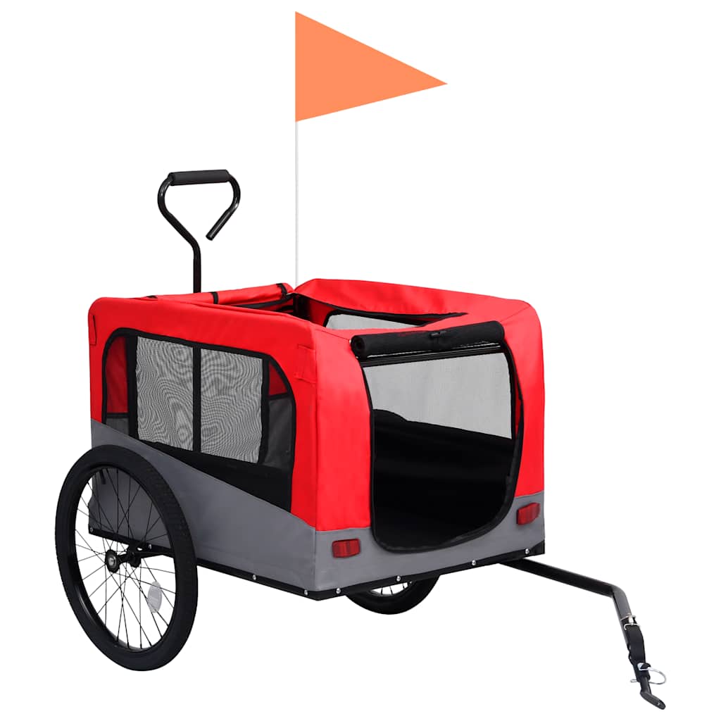 Rimorchio Bici Animali e Carrello Jogging 2 in 1 Rosso e Grigio 92440