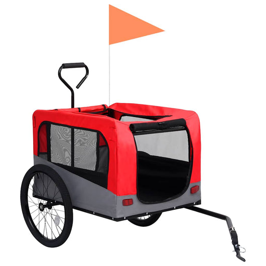 Rimorchio Bici Animali e Carrello Jogging 2 in 1 Rosso e Grigio 92440