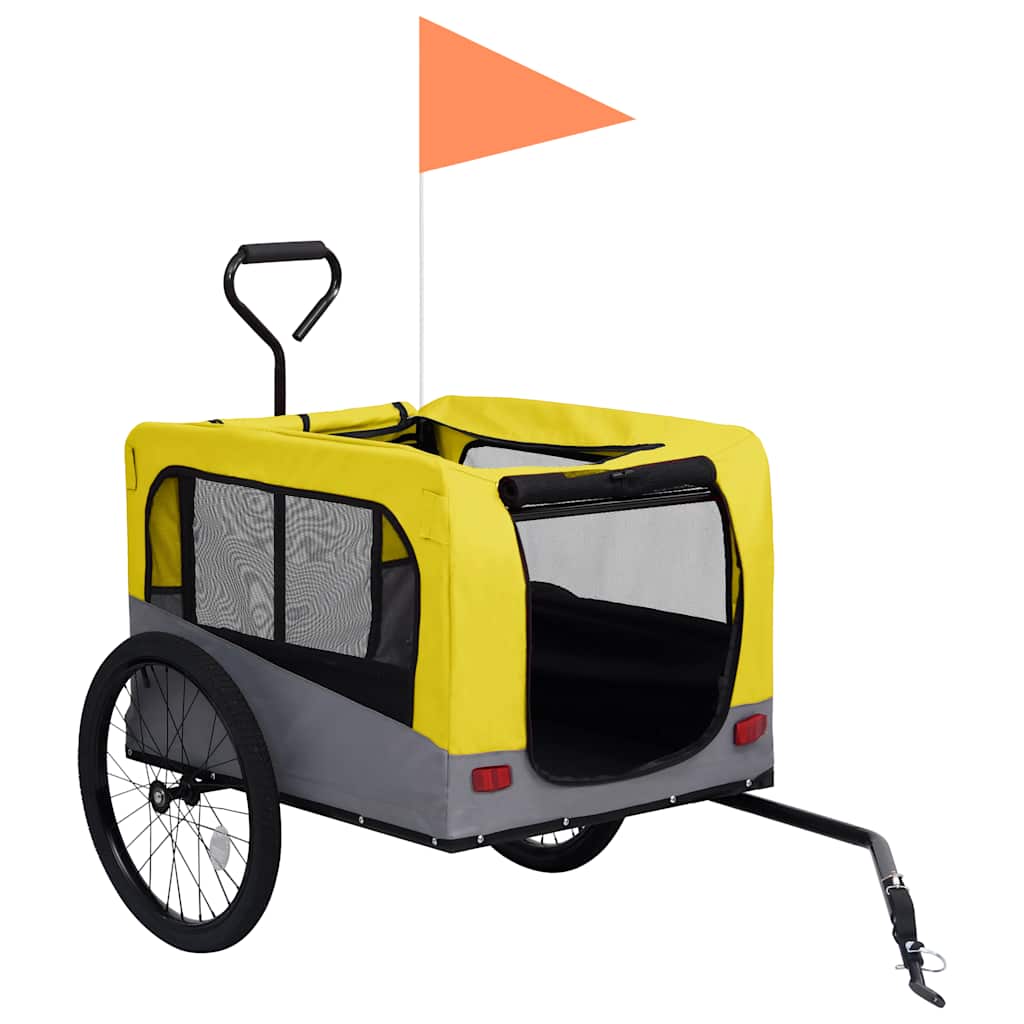 Carrello rimorchio per bicicletta trasporto cani passeggino 2 in 1 giallo 02_0044378