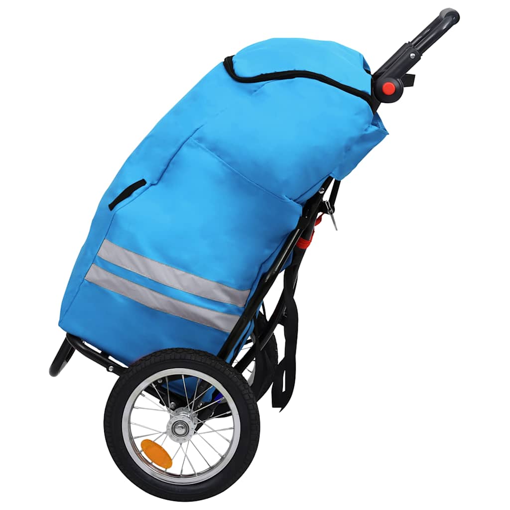 Rimorchio Pieghevole da Bici con Borsa Spesa Blu e Nero 92447