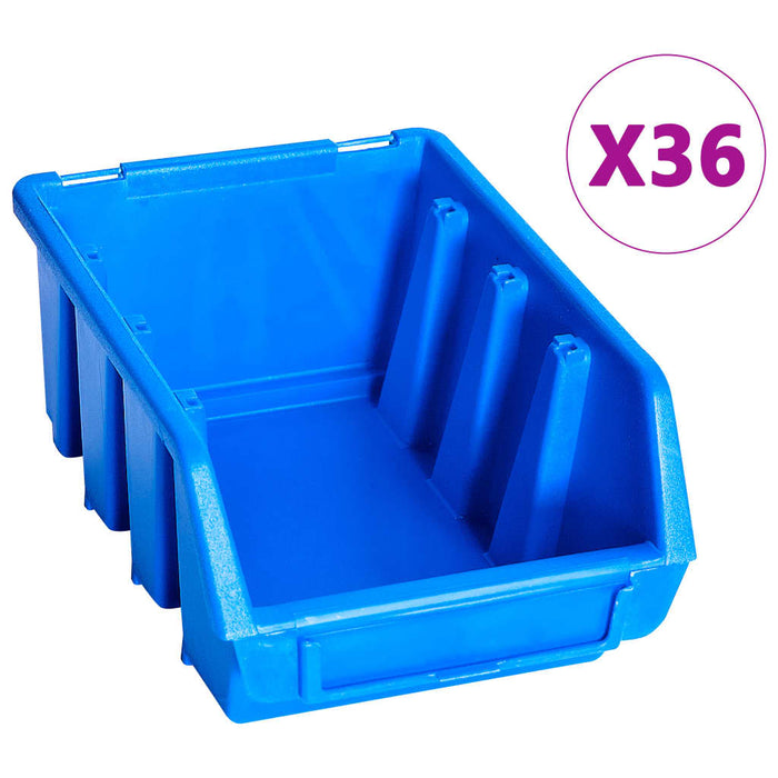 Kit Contenitori di Stoccaggio 96 pz con Pannelli a Parete Blu 146282