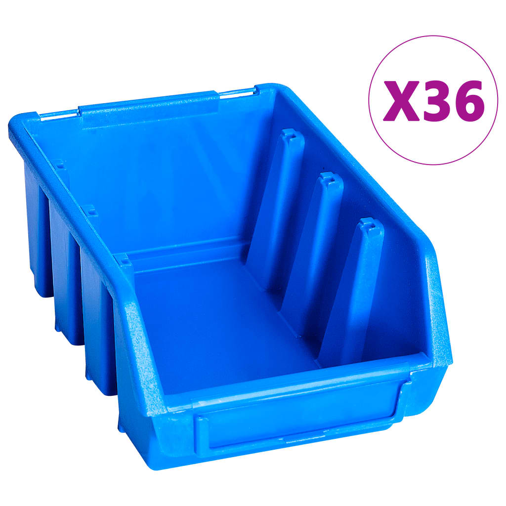 Kit Contenitori di Stoccaggio 96 pz con Pannelli a Parete Blu 146282