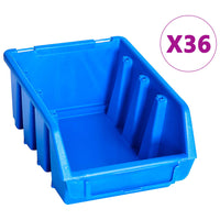 Kit Contenitori di Stoccaggio 96 pz con Pannelli a Parete Blu 146282