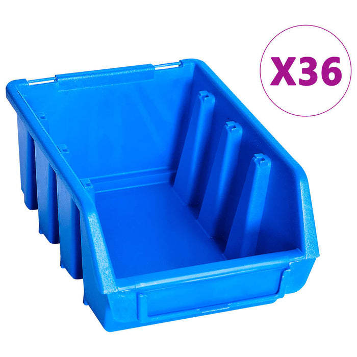 Kit Contenitori di Stoccaggio 96 pz con Pannelli a Parete Blu 146282