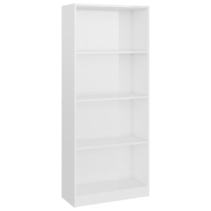 Libreria 4 Ripiani Bianco Lucido 60x24x142 cm Legno Multistrato 800879