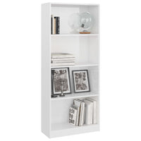 Libreria 4 Ripiani Bianco Lucido 60x24x142 cm Legno Multistrato 800879