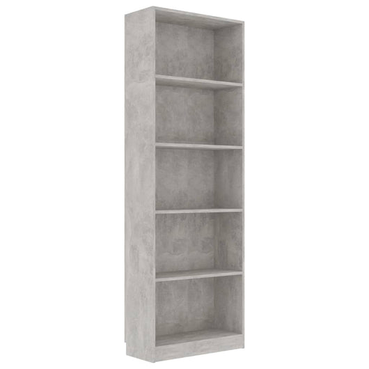 Libreria 5 Ripiani Grigio Cemento 60x24x175cm Legno Multistrato 800886