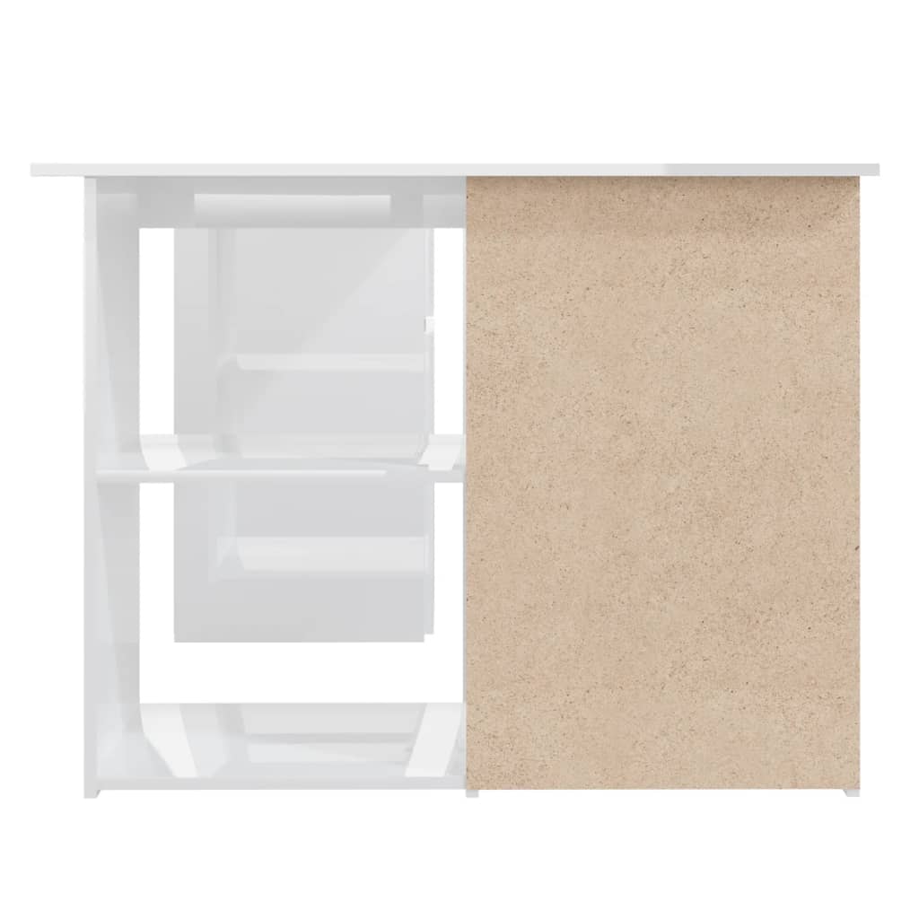 Scrivania Angolo Bianco Lucido 145x100x76 cm Legno Multistrato 801095