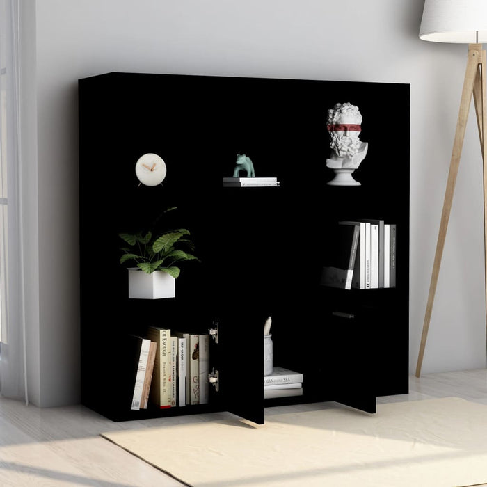 Libreria Nera 98x30x98 cm in Legno Multistrato 801117