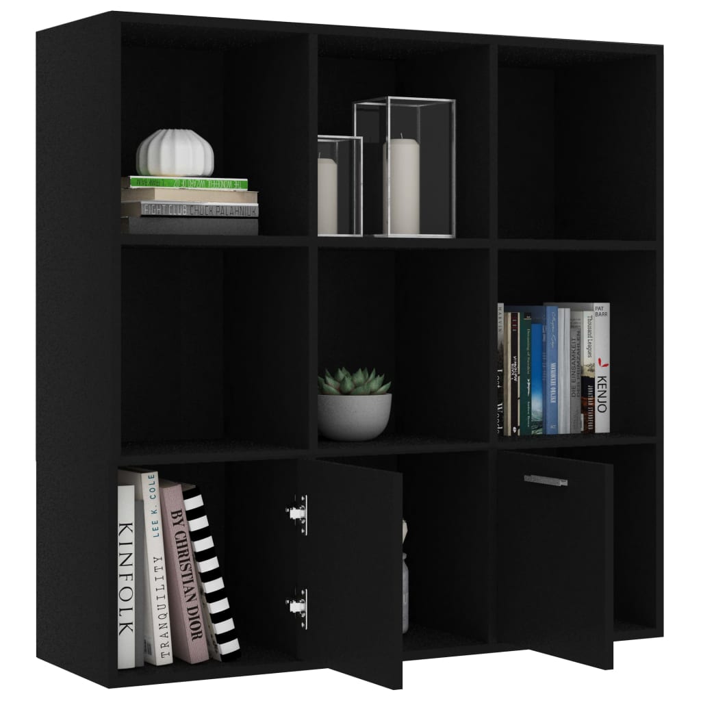Libreria Nera 98x30x98 cm in Legno Multistrato 801117