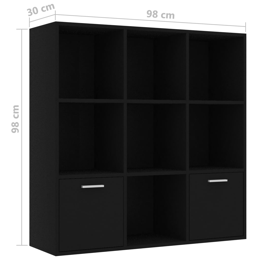 Libreria Nera 98x30x98 cm in Legno Multistrato 801117