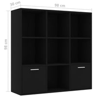 Libreria Nera 98x30x98 cm in Legno Multistrato 801117