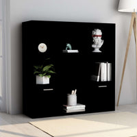Libreria Nera 98x30x98 cm in Legno Multistrato 801117