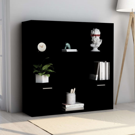 Libreria Nera 98x30x98 cm in Legno Multistrato 801117