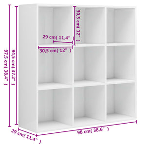 Libreria Bianco Lucido 98x29x97,5 cm in Legno Multistrato 801131