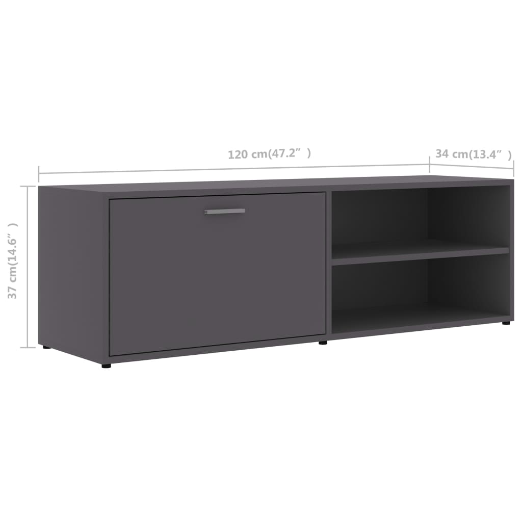 Mobile Porta TV Grigio 120x34x37 cm in Legno Multistrato 801154