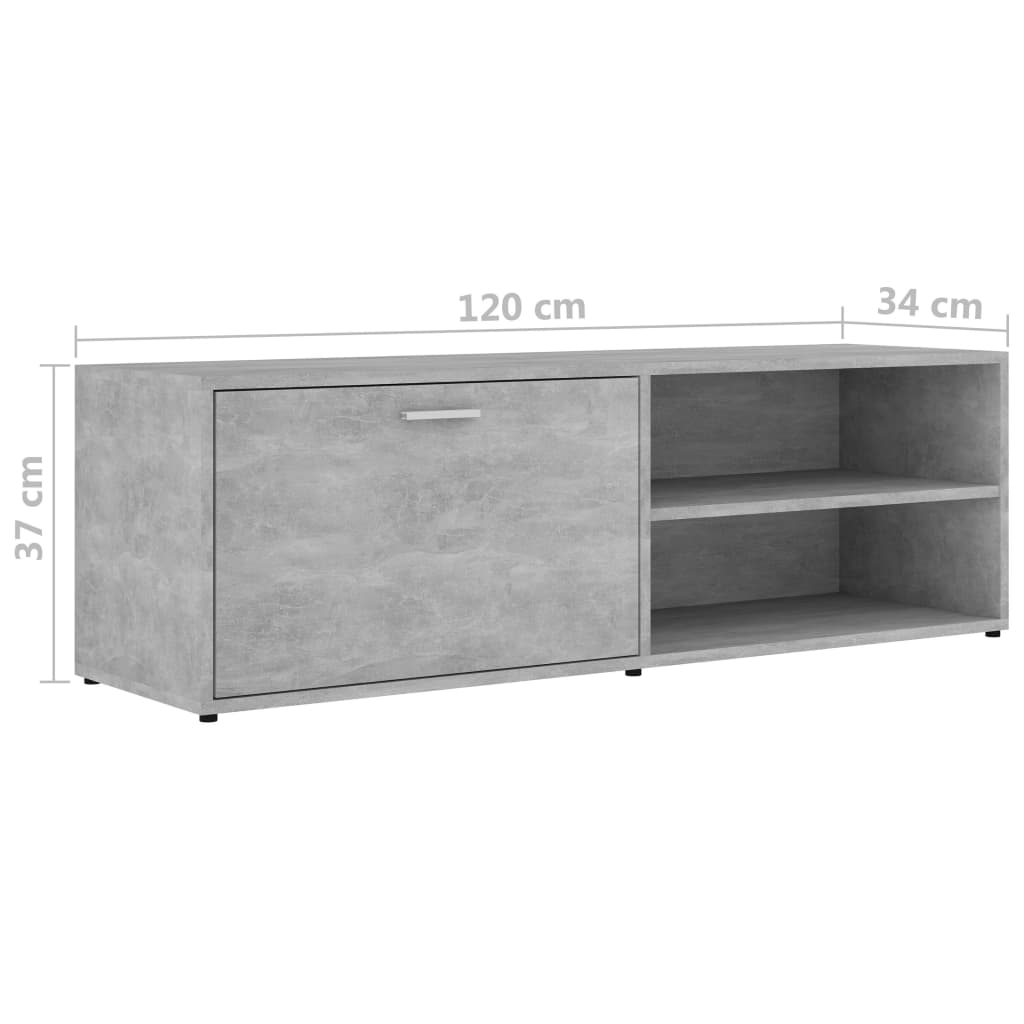 Mobile Porta TV Grigio Cemento 120x34x37cm in Legno Multistrato 801156