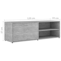 Mobile Porta TV Grigio Cemento 120x34x37cm in Legno Multistrato 801156