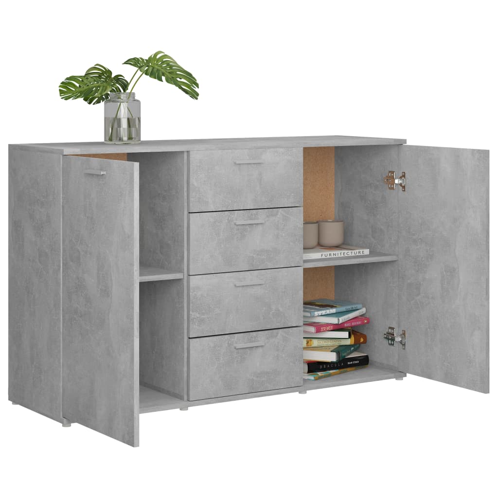 Credenza Grigio Cemento 120x35,5x75 cm in Legno Multistrato 801332
