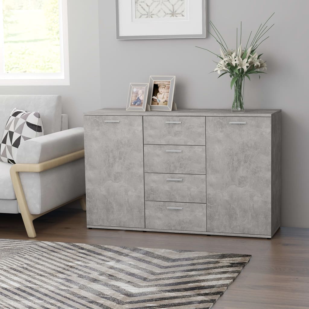 Credenza Grigio Cemento 120x35,5x75 cm in Legno Multistrato 801332