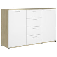 Credenza Bianca e Rovere Sonoma 120x35,5x75cm Legno Multistrato 801333