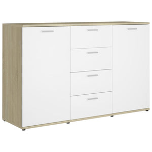 Credenza Bianca e Rovere Sonoma 120x35,5x75cm Legno Multistrato 801333