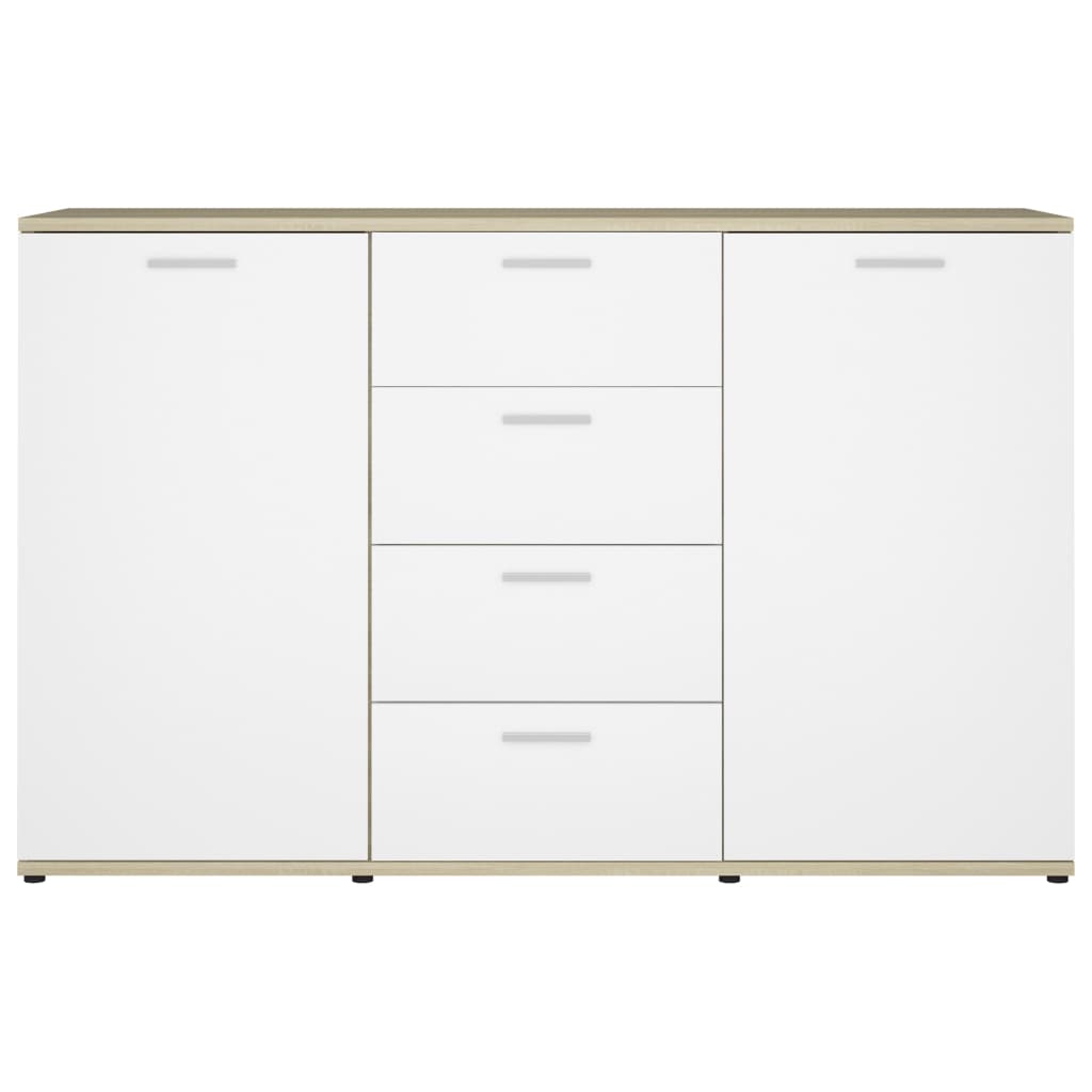 Credenza Bianca e Rovere Sonoma 120x35,5x75cm Legno Multistrato 801333