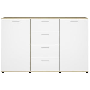 Credenza Bianca e Rovere Sonoma 120x35,5x75cm Legno Multistrato 801333