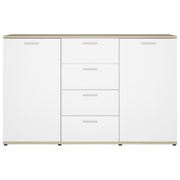 Credenza Bianca e Rovere Sonoma 120x35,5x75cm Legno Multistrato 801333