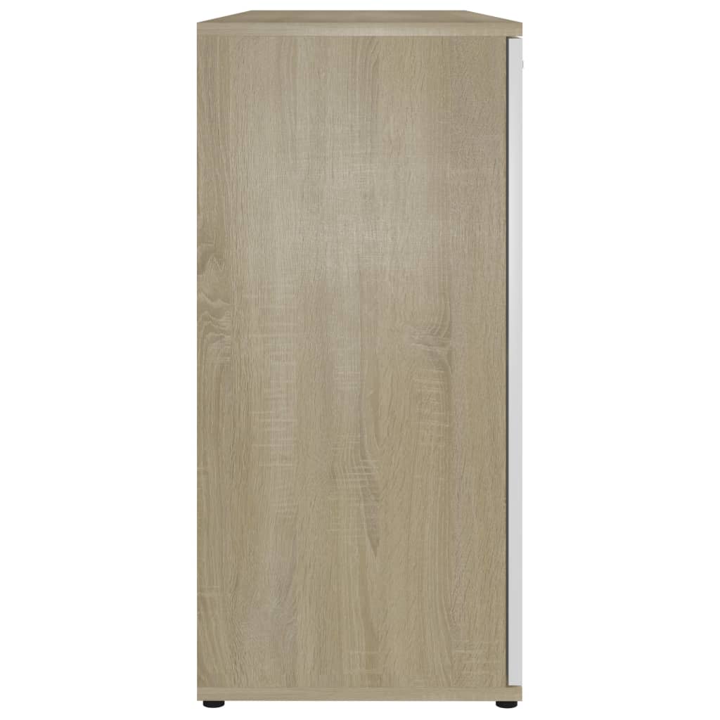 Credenza Bianca e Rovere Sonoma 120x35,5x75cm Legno Multistrato 801333