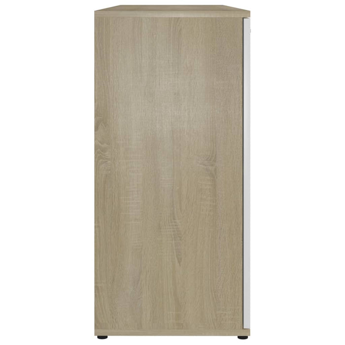 Credenza Bianca e Rovere Sonoma 120x35,5x75cm Legno Multistrato 801333