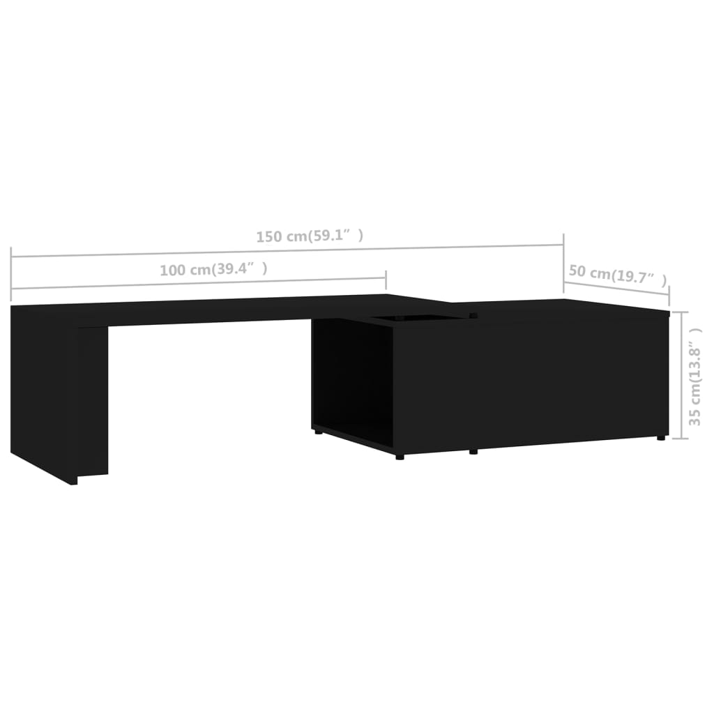 Tavolino da Salotto Nero 150x50x35 cm in Legno Multistrato 801338