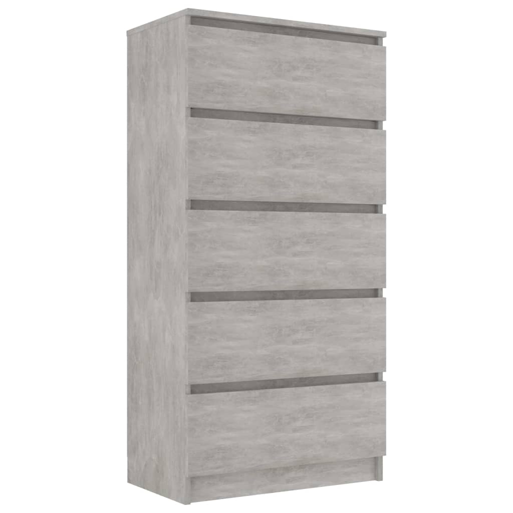 Credenza Cassetti Grigio Cemento 60x35x121 cm Legno Multistrato 801413