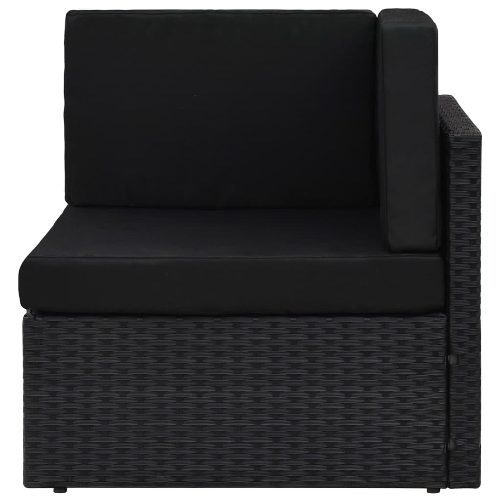 Divano ad Angolo Modulare in Polyrattan Nero 49501